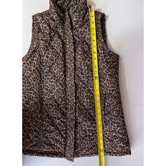 MIFRESIA women's brown leopard print puffer vest - Size S - Picture 10 of 10